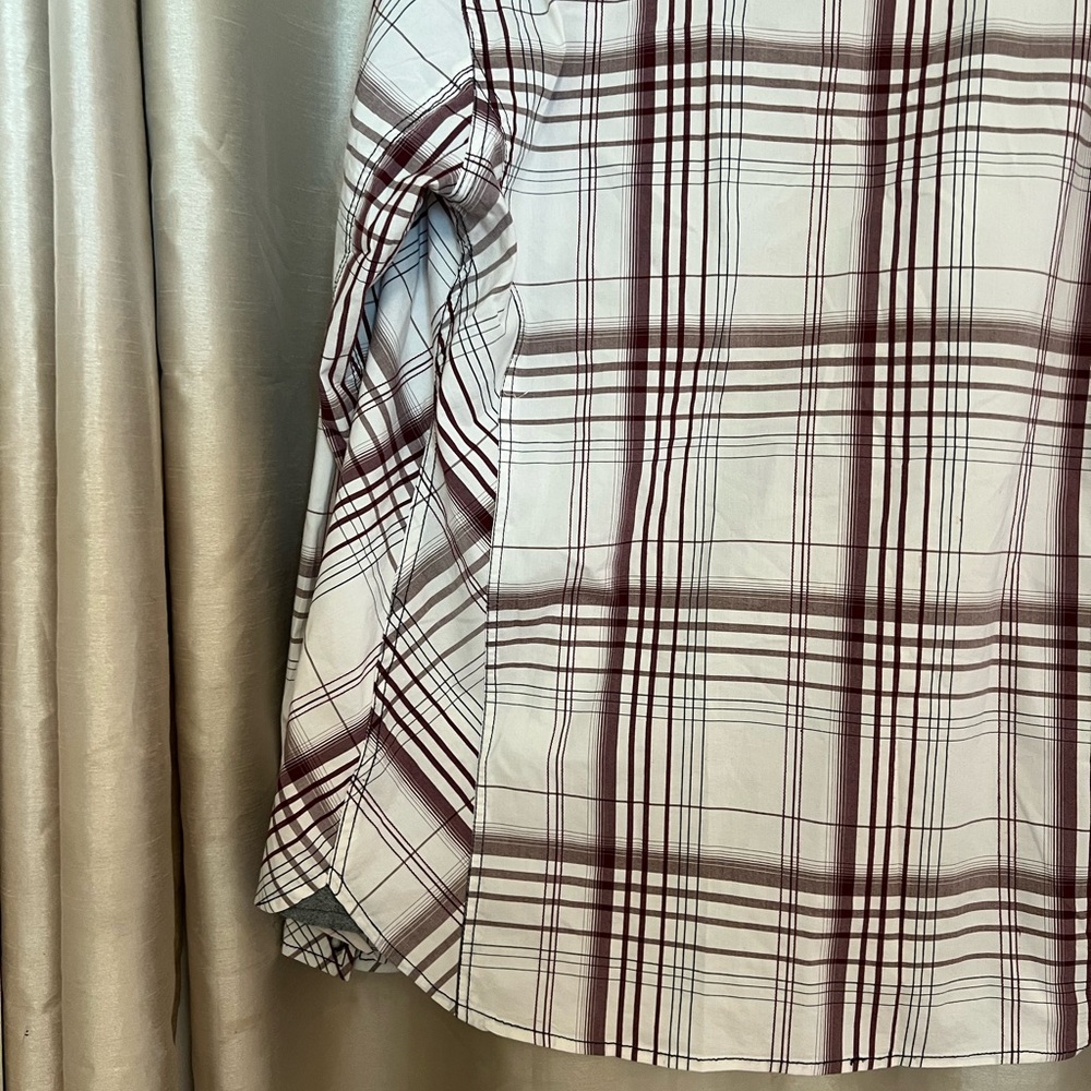 BKE Maroon and White Plaid Shirt - Picture 3 of 5